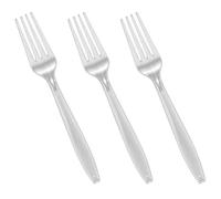 Venuscello® 50 x Clear Forks Plastic Cutlery Set, Reusable & Heavy Duty Cutlery, Long Tablespoon Ideal for All Parties, Camping & Catering