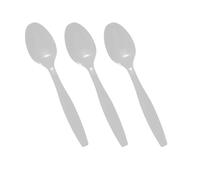Venuscello® 50 x White Spoon Plastic Cutlery Set - Reusable & Washable, Heavy Duty Cutlery, Long Tablespoon - Ideal for Birthday, Parties, Camping & Catering
