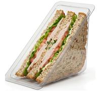 Venuscello® 500 x Clear Deep Fill Sandwich Wedges Container No Lid 11cm x 11cm x 6cm Plastic Food Container for Sandwich Packaging Storage Display Catering Use Durable Lightweight
