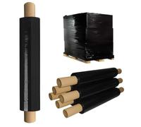 Venuscello® 6 x Black Pallet Wrap 400mm x 200m 20mu Cling Film