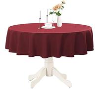 Venuscello 6 x Burgundy Round Plastic Tablecloths Covers Reusable 84" (213cm) for Elegant & Durable Birthday & Events Table Decorations Home Use