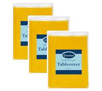 Venuscello 6 x Dark Yellow Paper Table Cover Cloths, 90cm x 90cm Square, Disposable, Folded, for Birthday Party