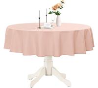 Venuscello 6 x Light Pink Round Plastic Tablecloths Covers Reusable 84" (213cm) for Elegant & Durable Birthday & Events Table Decorations Home Use
