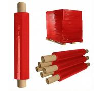 Venuscello® 6 x Pallet Shrink Wrap Stretch Film Red 400mm x 200m 20mu Cling Wrapping Film Extended Core Roll Waterproof Tear Resistant Use For Packaging Furniture Protection