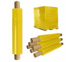 Venuscello® 6 x Pallet Shrink Wrap Stretch Film Yellow 400mm x 200m 20mu Cling Wrapping Film Extended Core Roll Waterproof Tear Resistant Use For Packaging Furniture Protection
