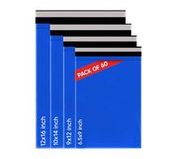 Venuscello® 60 x Mixed Size Mailing Bags Blue Polythene Postage Postal Mailers for Shipping Parcel Packing Each Size 15pcs