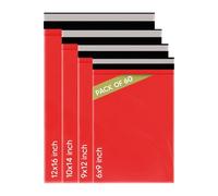 Venuscello® 60 x Mixed Size Polythene Mailing Bags Red Postal Postage Packaging Shipping Parcel Mailers for Packing Delivery Package Mail 15pcs (6" x 9", 9" x 12", 10" x 14" & 12" x 16")