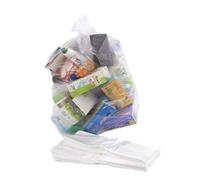 Venuscello® Biodegradable Tie Top Clear Bin Liners - Heavy Duty Compostable Dustbin Wheelie Bags 150 Gauge - Size of 18”x29”x39” (Pack of 100)