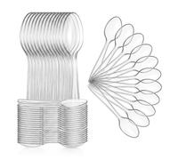 Venuscello® Plastic Teaspoons Reusable Spoons Bulk Pack Catering Party Dessert Tea Coffee for Events Picnics Food Service Durable Lightweight Tableware (100, Clear)