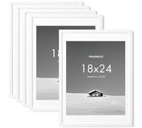 Venusmiles 18x24 inch Picture Frame, 18x24 Photo Frames with 16x20 Removable Mat - High Definition Plexiglass - Vertical and Horizontal Display - Wall Hanging Poster Frame - White, 5 Pack