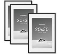 Venusmiles 20x30 inch Picture Frame, 20x30 Photo Frames with 16x24 Removable Mat - High Definition Plexiglass - Vertical and Horizontal Display - Wall Hanging Poster Frame - Black, 3 Pack