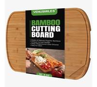 Venusmiles 36x24 Bamboo Cutting Board, Extra Large Wood Cutting Boards with Deep Juice Grooves & Back Inner Handle, Butcher Block Chopping Board with Juice Groove, Large Charcuterie Board- Carbonized