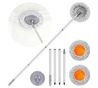 Venuso Wall Mop, Professional 264cm/ 157cm Wall Cleaner with Long Handle, Wall Cleaner for Painted Walls with 2 Reusable Pads (Grey)