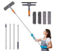 Venuso Window Washing Kit with Extension Pole, 73’’ Window Cleaning Squeegee Kit, 3 in 1 Window Cleaning Kit with 2 Microfiber Pads & 4 Chenille Pads for Indoor Outdoor Windows Car Glasses