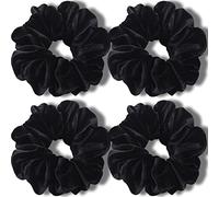 VENUSTE Big Scrunchies for Women Thick Hair, Premium Velvet Extra Large Scrunchy Elastic Hair Bands Accessories, 4 Pack (Black)