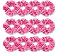 VENUSTE Bubble Pink Scrunchies, Premium Velvet Scrunchy for Hair, Solid Colors Thick Hair Bands, Soft Ropes Ponytail Holder Hair Accessories for Women and Girls, 12 Pack