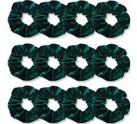 VENUSTE Dark Green Scrunchies, Premium Velvet Scrunchy for Hair, Solid Colors Thick Hair Bands, Soft Ropes Ponytail Holder Hair Accessories for Women and Girls, 12 Pack