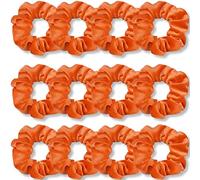 VENUSTE Orange Scrunchies, Premium Velvet Scrunchy for Hair, Solid Colors Thick Hair Bands, Soft Ropes Ponytail Holder Hair Accessories for Women and Girls, 12 Pack