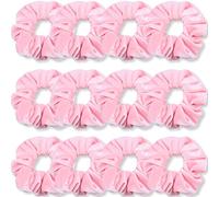 VENUSTE Pink Scrunchies, Premium Velvet Scrunchy for Hair, Solid Colors Thick Hair Bands, Soft Ropes Ponytail Holder Hair Accessories for Women and Girls, 12 Pack