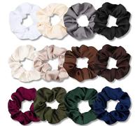 VENUSTE Scrunchies for Women, Premium Satin Softer Than Silk, Bobbles Hair Bands for Women's Hair Accessories, 12 Pack (Dark Colors)