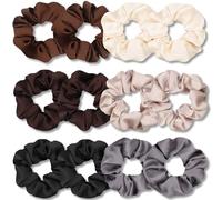VENUSTE Scrunchies for Women, Premium Satin Softer Than Silk, Bobbles Hair Bands for Women's Hair Accessories, 12 Pack (Neutral Colors)