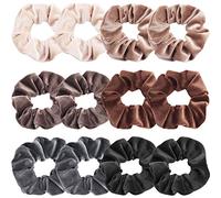 VENUSTE Scrunchies for Women, Premium Velvet Scrunchy for Hair, Neutral Colors Elastic Thick Bands, Soft Ropes Ponytail Holder Hair Accessories, 12 Pack