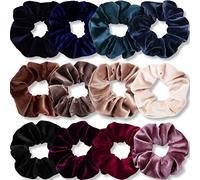 VENUSTE Scrunchies for Women, Premium Velvet Scrunchy for Hair, Solid Color Elastic Thick Bands, Soft Ropes Ponytail Holder Hair Accessories, 12 Pack