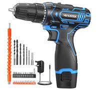 VENUSTEK Cordless Drill Set, 12V Power Drill with 2.0Ah Battery and 2-Speed, 30Nm Torque, 25+1 Clutch Settings, 3/8" Keyless Chuck, Combi Electric Drill for Home DIY, Wood, Metal, Plastic Drilling
