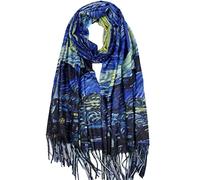 VENVSBEE Women's Cashmere Feel Scarf Soft Large Shawl Wrap Blanket Double Sided Art Print Warm Pashmina Stoles Klimt Van Gogh Gifts, Art 02, Large