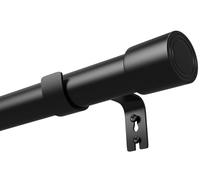 Venwemong 1PC Extendable Curtain Pole,Fittings Set Window Pole Adjustable Single Curtain Rod Heavy Duty with Cap Finials(60-165 cm/24-65 in,Black)