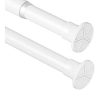 Venwemong Extendable Shower Curtain Rail Telescopic Curtain Poles No Drilling Adjustable Shower Poles for Bedroom, Windows, Door Curtain, White, 85-271cm