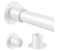Venwemong Wardrobe Rod,70-90cm Adjustable Clothes Hanging Rail, Stainless Steel with Fixing Accessories for Closet & Storage, White, Diameter 25mm