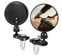 VenxyKod Universal 3" Round Motorcycle Bar End Mirrors, Motorcycle Mirrors Folding Anti-Shake Side Rearview Mirrors Compatible with Honda, Suzuki, Yamaha, Kawasaki, Victory And Most Scooters