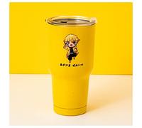 VENY TAYA Demon Slayer Tumbler with Lid, 30 Oz Water Cup Vacuum Insulated 8-12h, Anime Water Bottle Double Walls, Stainless Steel Coffee Mug for Home and Car, Zenitssu (Yellow)