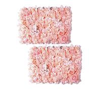 VENYAA 2 Pcs Artificial Wall Flower Backdrop,Flower Wall 24x16 Inch 3D Silk Hydrangea Rose Floral Panel for Photo Background Home Party Wedding Decoration (Size:40cm*60cm,Color:Pink+a)