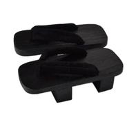 VENYAA Japanese Traditional Clogs Slippers,Mens Wooden Geta Sandals Clogs Flip- Flop Two-Teeth Japanese Traditional High Heel Slippers Black Lacquer Summer Non-Slip Slippers(Size:EU 42,Color:Black+B)