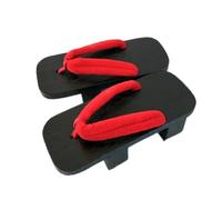 VENYAA Japanese Traditional Clogs Slippers,Mens Wooden Geta Sandals Clogs Flip- Flop Two-Teeth Japanese Traditional High Heel Slippers Black Lacquer Summer Non-Slip Slippers(Size:EU 40,Color:Red+B)