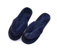 VENYAA Women's Plush Flip flops with Clipped Feet,Faux Fur Open Toe Memory Foam Slipper for Plush Comfortable Warm Non Slip Indoor Outdoor Home(Size:EU 36/37,Color:Tibetan blue)