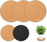 Venyat 3 Pieces Cork Plant Coasters, 8 Inch Cork Plant Mats Cork Coasters for Plants, Plant Coasters for House Plants Indoors, Cork Mats for Plant (Nude & Black)