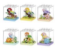Venyoe Building Blocks Sets,Parrot Garden Building Kit with Transparent Display Case,Micro Building DIY Blocks,Mini Building Blocks Set for Kids and Adults - 6 for A Set-1224PCS