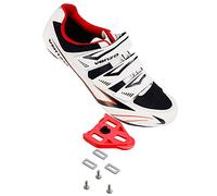 Venzo Bicycle Men's Road Cycling Riding Shoes - 3 Straps- Compatible with Peloton Shimano SPD & Look ARC Delta - Perfect for Road Racing Bikes White Color 42