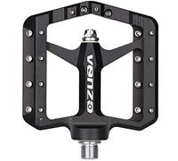 VENZO Flat Mountain BMX MTB CNC Bike Sealed Oversized Bearing Pedals - Large Bicycle Platform -98mm x 98mm- 15mm Thickness - Pedals 9/16" with Anti-Skid Anti-Slip Nail - Downhill