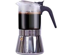 VeoHome Stovetop espresso maker Glass and Stainless Steel Moka pot Coffee Maker 360 ml - Cafetera italiana - Induction, Gas, Ceramic Espresso Style - Safe and Dishwasher Safe
