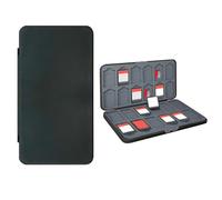 VEOIRXU Game Card Storage Box Games Storage with 24 Playing Card Slots Portable Protective Case for Game Card Hard Case Silicone Lining (Black)