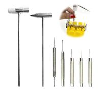 VEOIRXU Pack of 2 Mini Hammer with 5 Repair Accessories, Double Head Small Hammer, Lightweight Plastic Metal Head for Jewellery, Musical Instruments, Crafts, Watches, Repair of Small Appliances