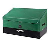 VEOVR Outdoor Storage Box, 100 Gallon Waterproof PE Tarpaulin Deck Box with Galvanized Frame, All-Weather Protection & Portable, for Camping, Garden, Poolside, and Yard, Brown & Blue