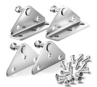 Vepagoo 10mm Ball Stud Mounting Bracket, Gas Struts Lift Support Bracket Ball Stud, 2pcs L-Type 2pcs Flat-Type and 16pcs Screws (Only Fits 10mm Ball Head), Silver