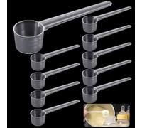 VEPEPE 10 PCS Transparent Measuring Scoop with Scale 2g-5g, Long Handle Protein Scoop for Powder, Reusable Clear Spoon for Baking, Cooking, Coffee, and Washing Powder