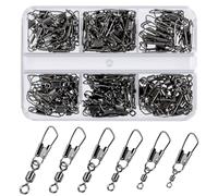 VEPEPE 120 Pcs Fishing Swivel Snap Links Set, Safety Snaps Swivels Tackle, Stainless Steel, Baseline Connectors, Anglers 6 Sizes 6# 7# 8# 10# 12# 14# for Freshwater Saltwater Bass Carp Fishing