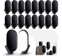 VEPEPE 18 Pcs Self Adhesive Hooks Black, 3M Extra Strong Sticky Hooks, Wall Hook Stick On for Hanging Keys, Towels, Bathroom, Kitchen Use, No Nails